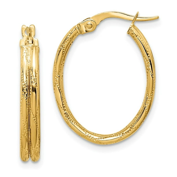 14k Textured Twisted Oval Hoop Earrings Best Quality Free Gift Box 14k Textured Twisted Oval Hoop Earrings Best Quality Free Gift Box
